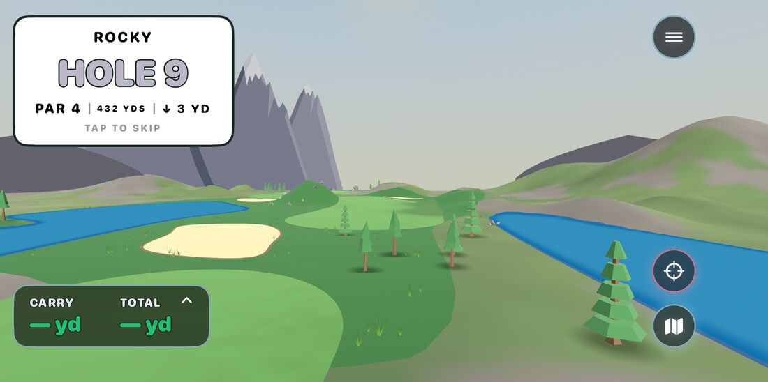 Rounds mode on the Rocky course, hole 9